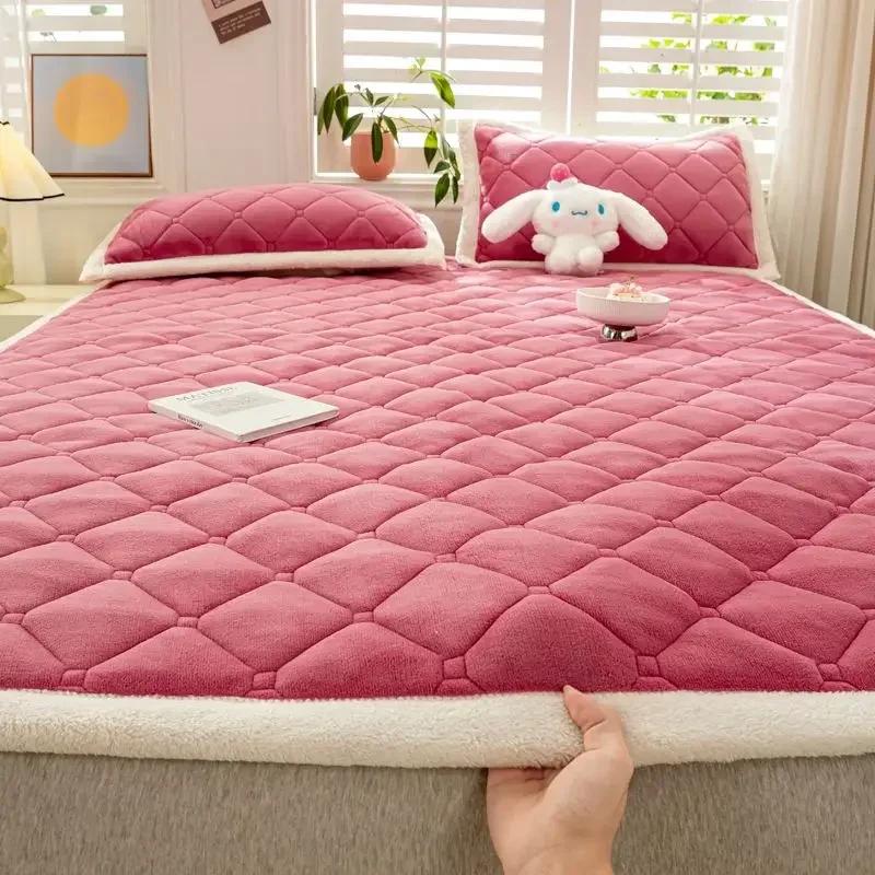 1 шт., зимняя молочная бархатная утолщенная теплая простыня, покрывало, одноместное, двойное, мягкое, тонкое, складное, наматрасник, топперы, татами, стеганый коврик