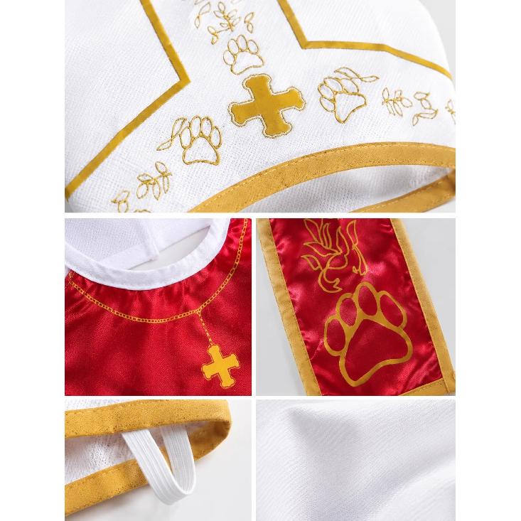 Lightweight Breathable Pet Cosplay Costume Set, For Small Medium Breed Dog Cat, Smooth Satin Fabric With Exquisite Printed Ornament, Pet Festival