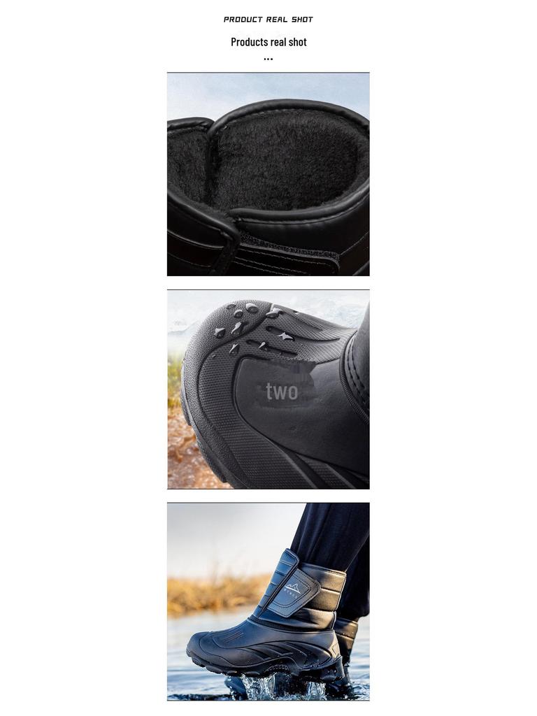 Мужские нескользящие зимние ботинки для снега: Толстый, теплый, короткий трубчатый чехол, идеально подходит для подледной рыбалки.