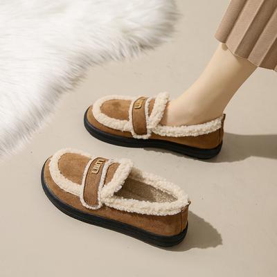 CRLAYDK женские замшевые туфли зимние теплые флисовые мокасины с меховой подкладкой рабочие повседневные мокасины для женщин обувь на плоской подошве для отдыха на открытом воздухе