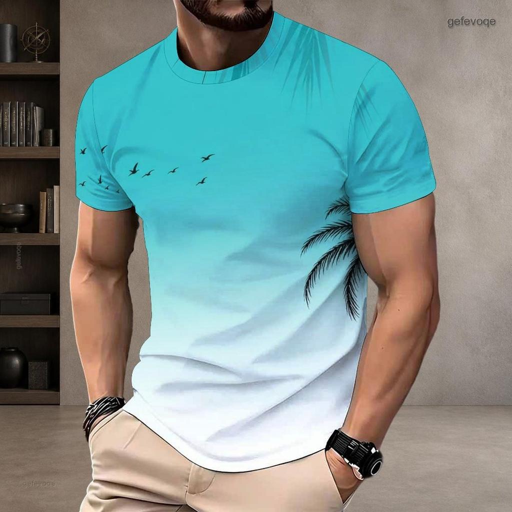 Men Plus Size Round Neck Short Sleeve Clover Printed T Shirt White Green Casual Pullover