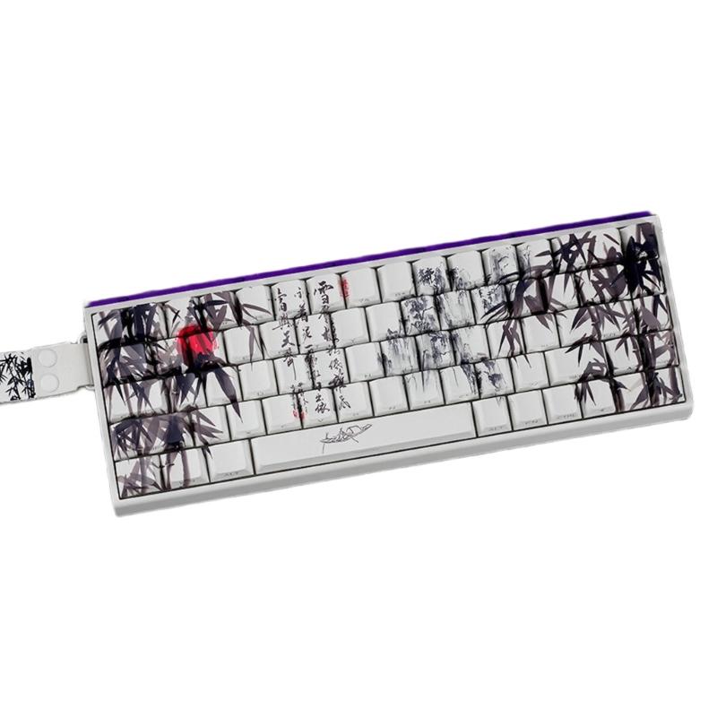 PBT кейкапы с тематикой Бамбуковый Лес, оригинальный профиль, сублимационная печать сбоку, для 61 64 68 ANSI ISO механических клавиатур