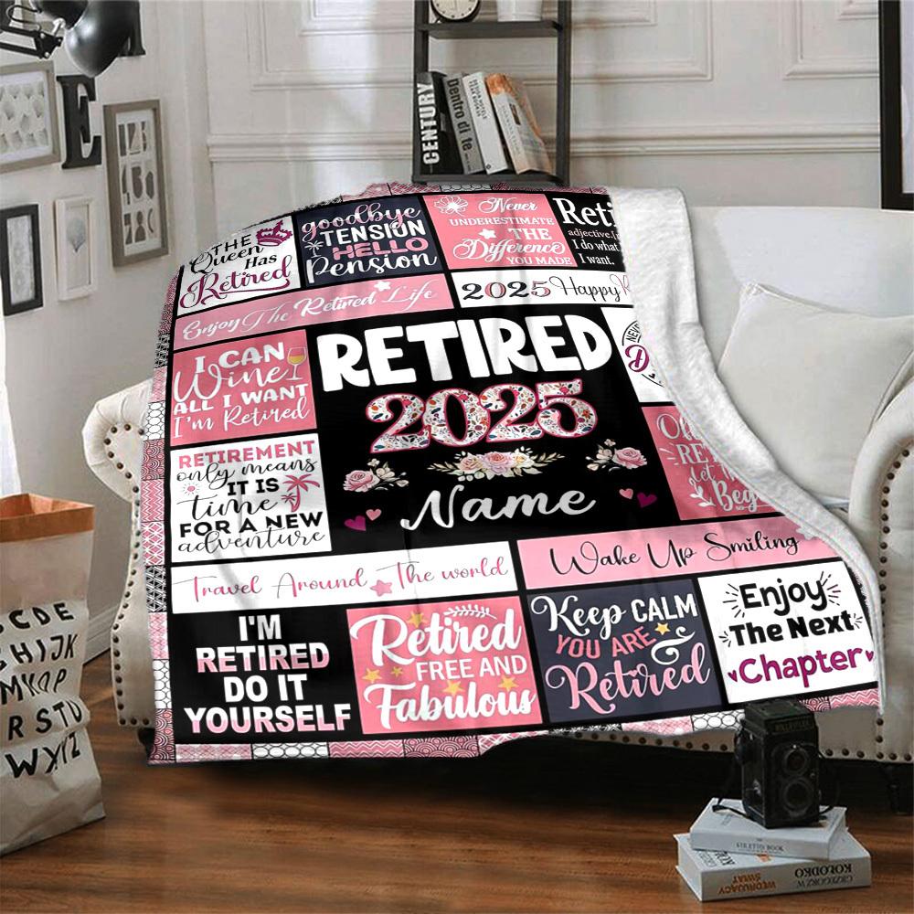 Retirement Celebration Home Customize Your Name Blankets Comfortable Soft Lightweight Allseason Multipurpose Blanket For Picnic Sofa Office Bed Living