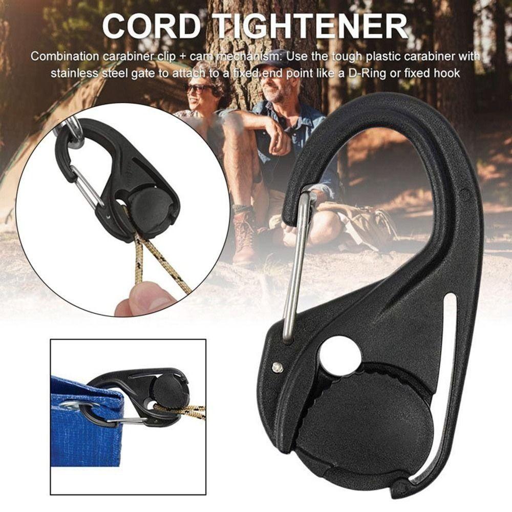 1/2/5pcs 66*34mm Rope Tightener Black Self-Locking Binding Fixed Cast Hooks  Outdoor Tools