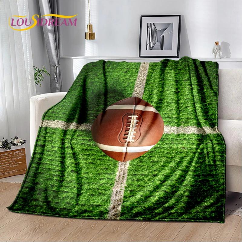 3D Rugby Field Rugby American Football Cartoon 2026 Soft Blanket,Soft Throw Blanket for Home Bedroom Bed Sofa Travel Cover Child