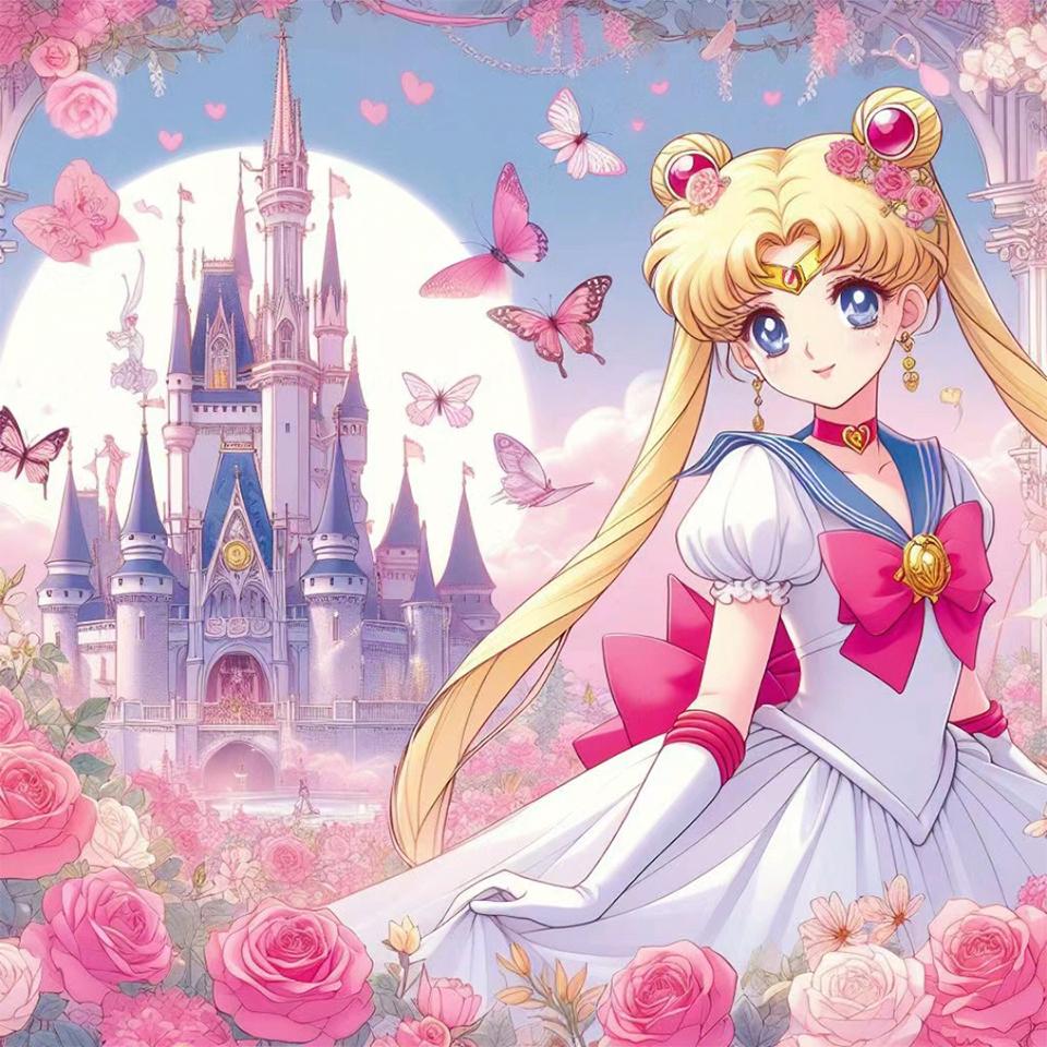 Japanese Anime 5D Diamond Painting Set Cartoon Girl Castle Diamond Embroidery Handmade DIY Mosaic Home Decoration