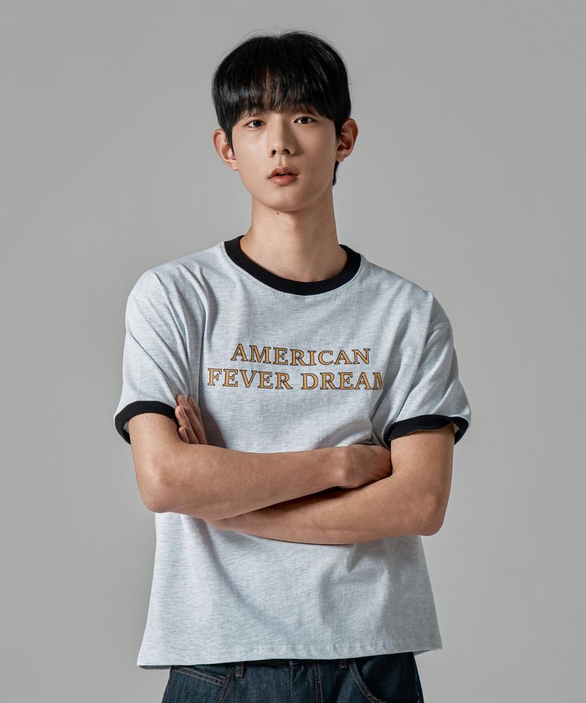 WAAR M1090 Dream Fever Ringer Short Sleeve T-Shirt_White Melange
