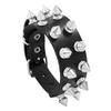 2025 Pu Leather Studded Bracelet Choker Punk Spike Rivets Cuff Black Wristband Adjustable Cuff Bangle
