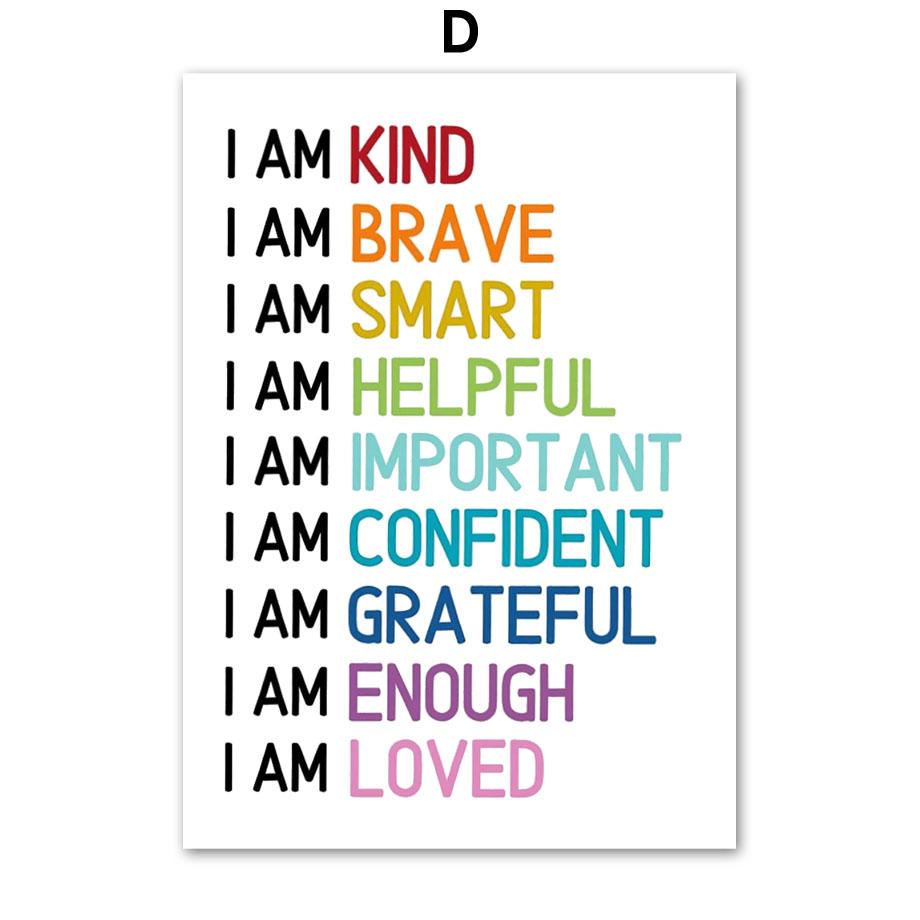 Радужные буквы детская спальня плакаты на скандинавскую тему и принты настенная живопись на холсте настенные панно для украшения детской комнаты