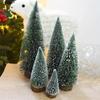 1Pc Tabletop Christmas Tree Xmas Tree Figurine with Wooden Base Decorative Snow Flocked Navidad Tree Table Centerpiece