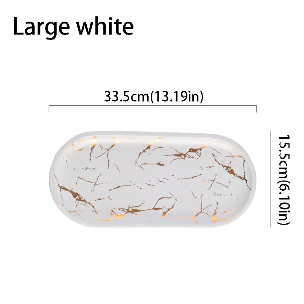Мраморная текстура Нордический мраморный поднос Глазурованный золотой узор Фарфоровый материал Западное блюдо Роскошный дизайн Овальная форма Десертная тарелка
