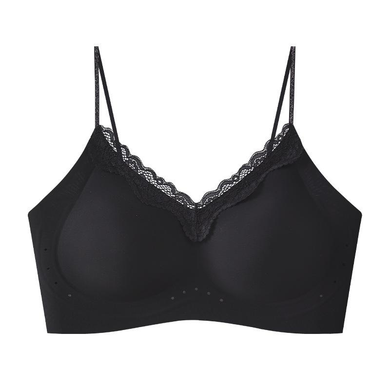 Camellia fragrance thin shoulder strap underwear women's lace seamless small chest gathering cool liquid foundation invisible bra cover