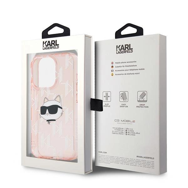 Karl Lagerfeld Iml Choupette Head & Monogram Case For Iphone 15 Pro Max - Pink