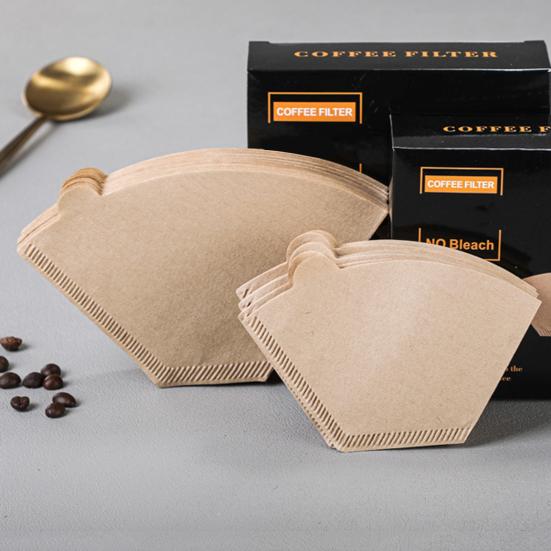 100 шт. одноразовые кофейные фильтры-конусы, неотбеленные натуральные фильтры, бумажные, гладкие кофейные аксессуары для кофемашины с функцией капельного заваривания, френч-пресса
