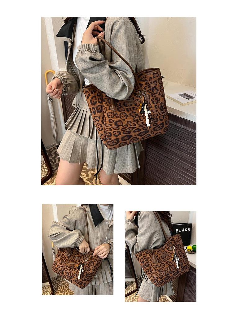 Women's Large Capacity Leopard Print Tote Bag - 2025 Autumn/Winter Edition