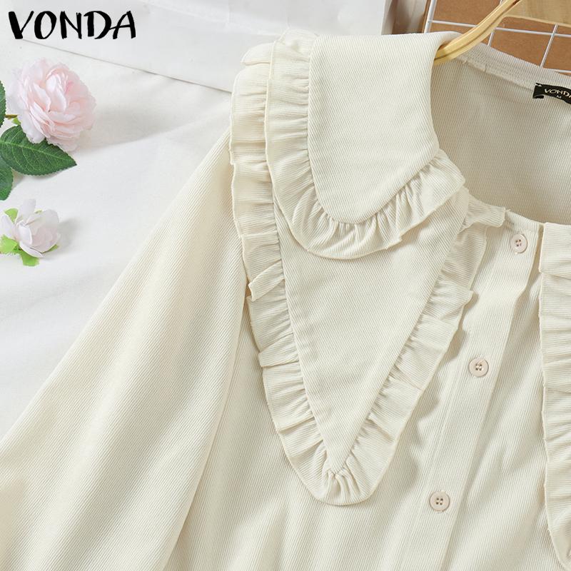 VONDA Женские летние блузки с длинным рукавом и лацканами