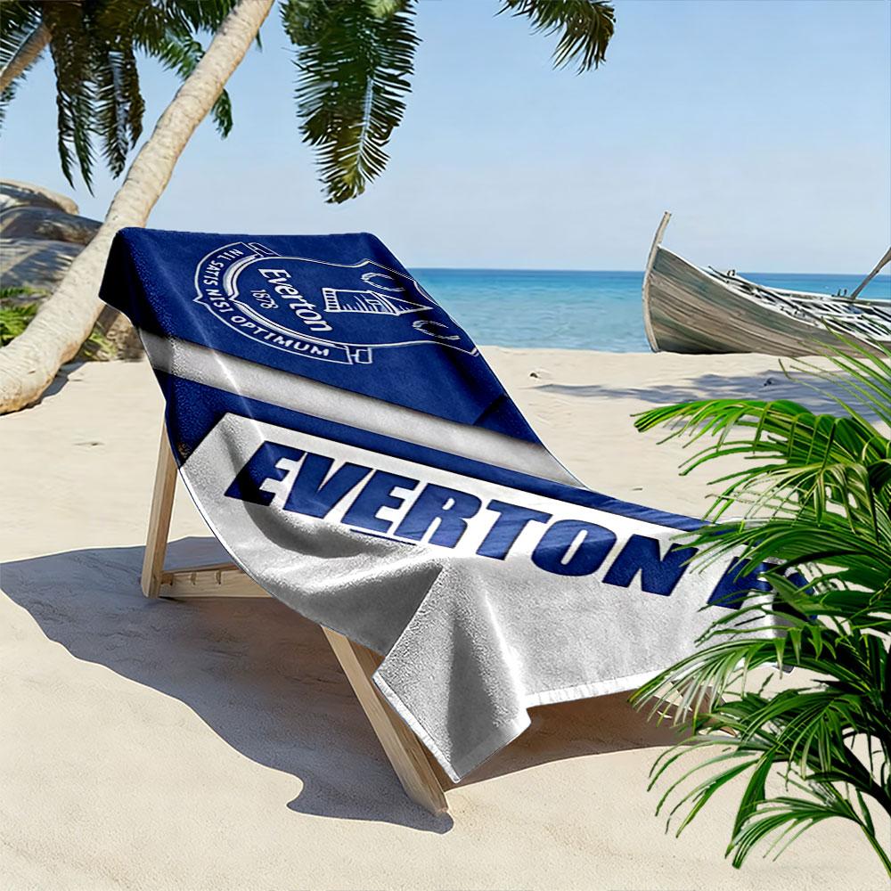 Giant Beach Towel with Everton FC Toffees English Badge, Quick Dry Microfiber, Soft and Absorbent, for Beach Pool Travel Gift