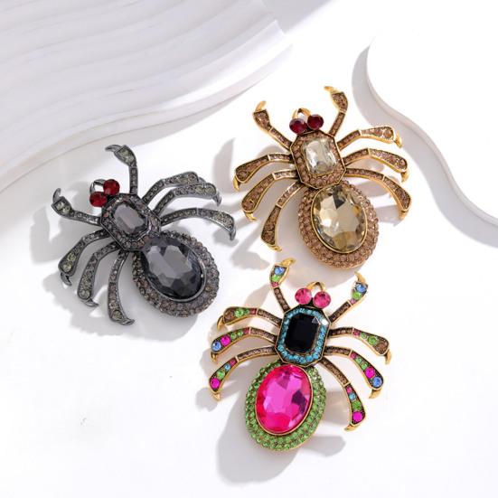 Унисекс, винтажная преувеличенная брошь в форме паука, брошь из искусственного кристалла, значок в форме животного, модные аксессуары