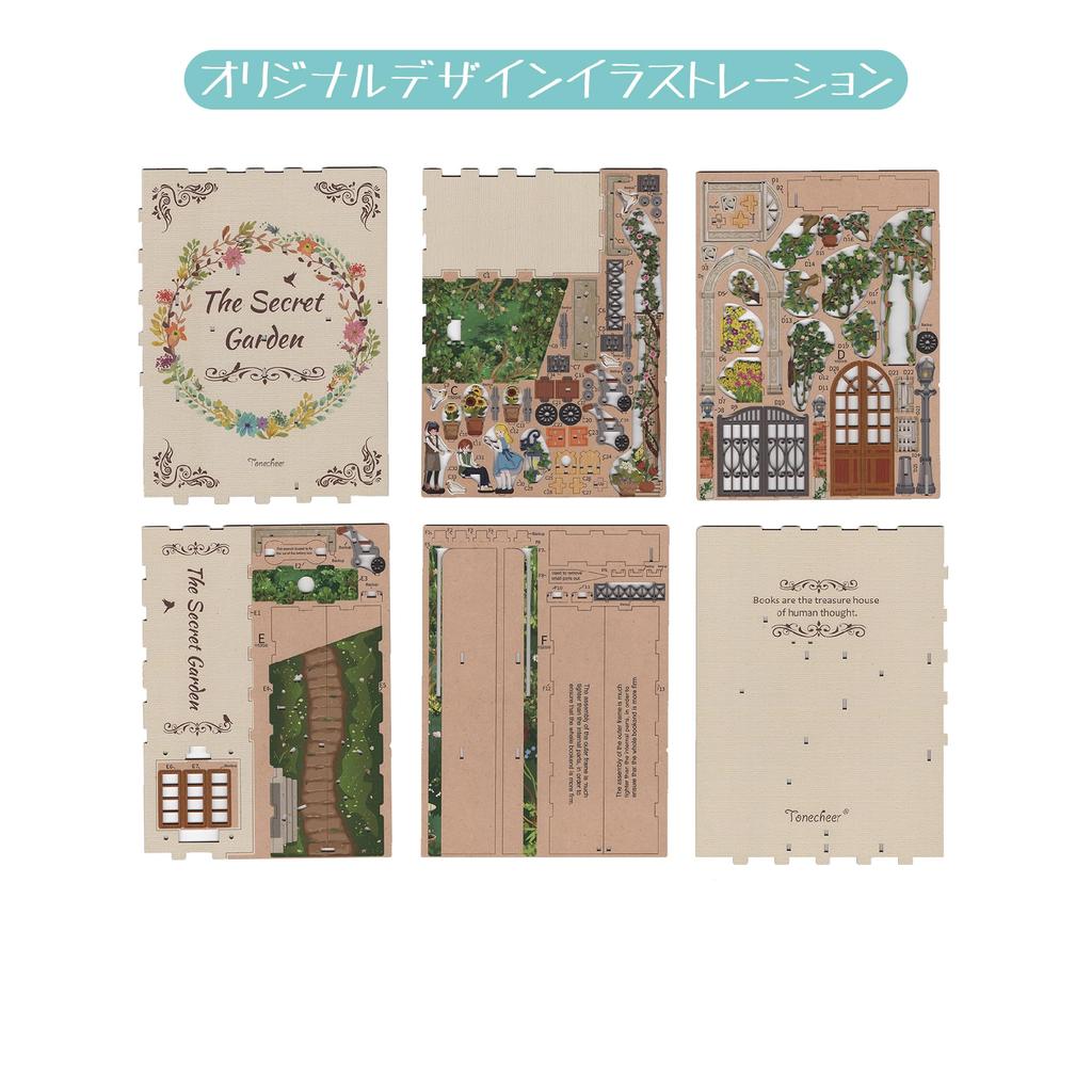 Tonecheer Book Nook Kit 3D Puzzle 3D DIY Miniature Dollhouse Kit Деревянная книжная полка Украшение ручной работы Набор Популярный подарок на день рождения для начинающих и