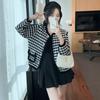 Spring Cardigan Coat Female 2023 Small Fragrance Houndstooth Imitation Mink Coat Short Loose Skinny Knitting Cardigan Female