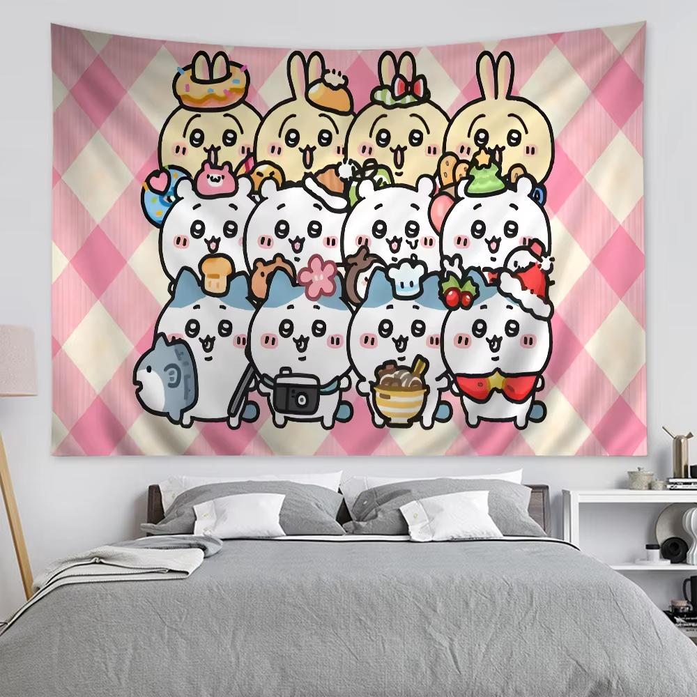Kawaii Usaki Cute Chiikawa Cartoon Tapestry Room Decoration Home Decor Bedroom Wall Hanging Fabric