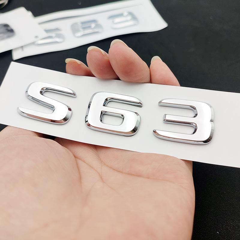 cxjva7 3D ABS Chrome S 63 Logo S63 Emblem Letters Sticker Car Trunk Badge Decal For S63 C217 Accessories