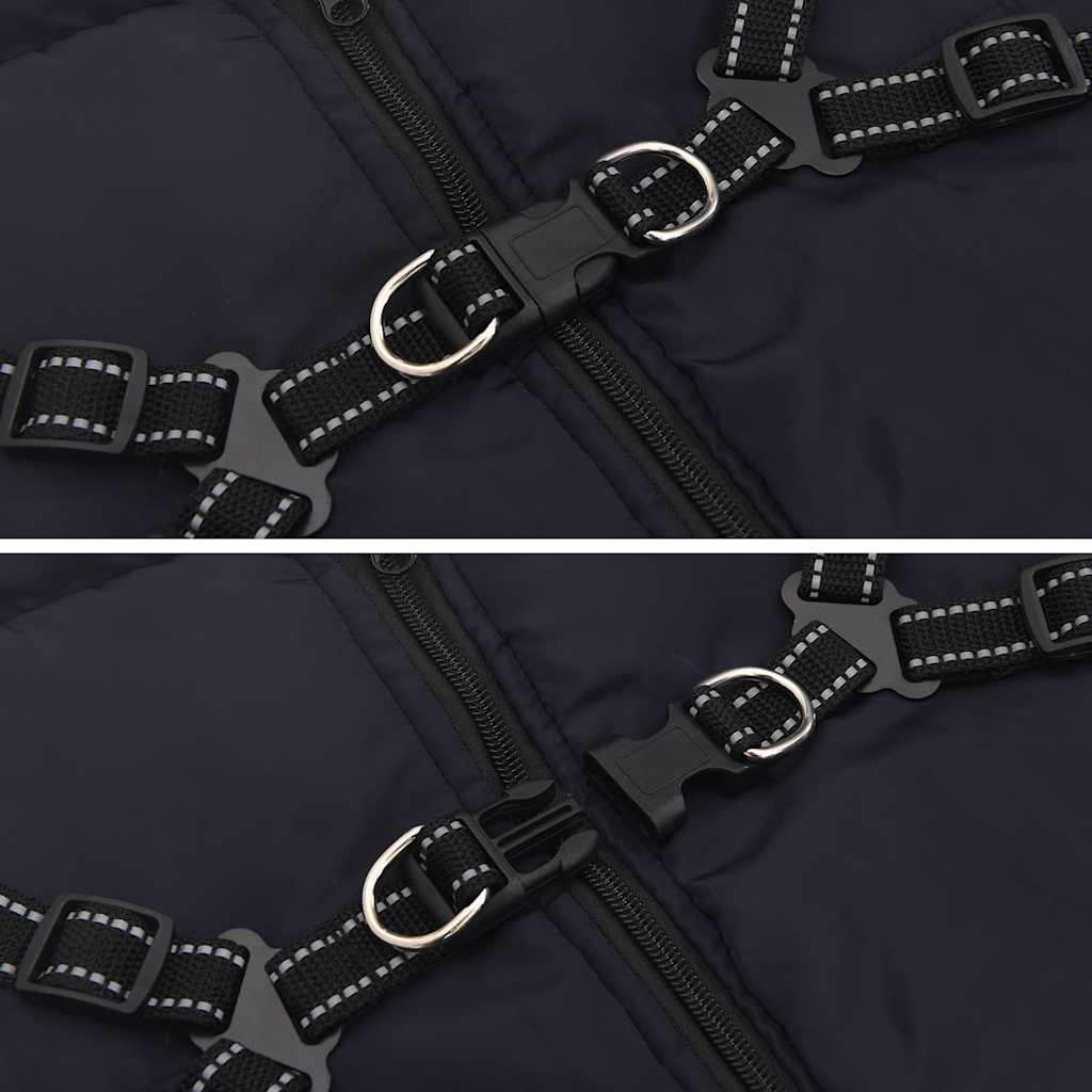 Dog Raincoat with Integrated Harness Waterproof & Reflective Navy Blue Size L44