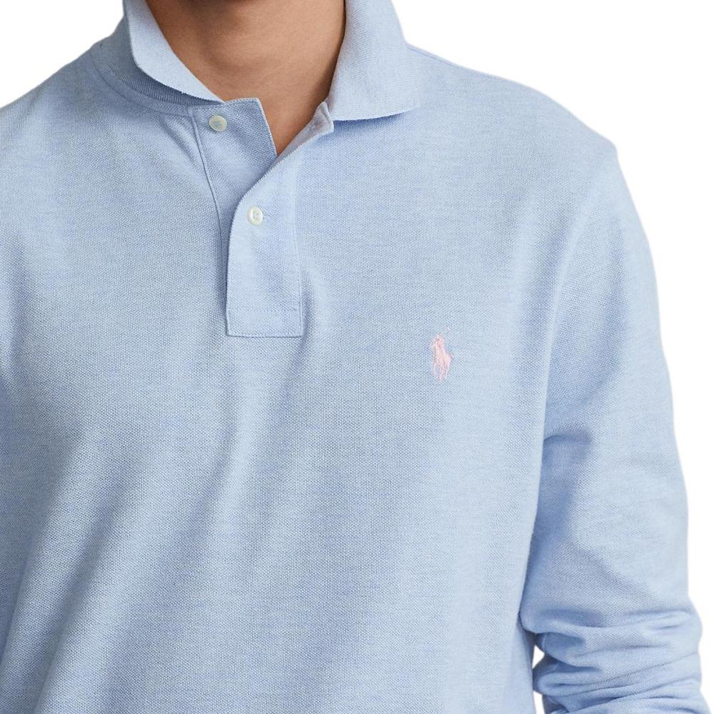 Polo Ralph Lauren Embroidered Pony Logo Long Sleeve Polo Shirt Men Tops Light-Blue MNPOKNI16821831-400