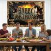 Dragon Birthday Party Decorations Banner - Happy Birthday Medieval Dragon Theme Decoration Backdrop, Dragons Castle Flame Party Supplies Photo