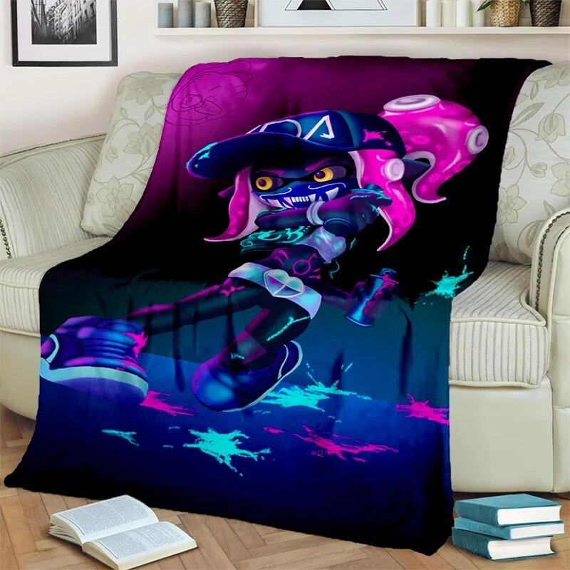 3D Games Splatoon,PC Gamer Cartoon Blanket,Soft Throw Blanket for Home Bedroom Bed Sofa Picnic Travel Office Cover Blanket Kids