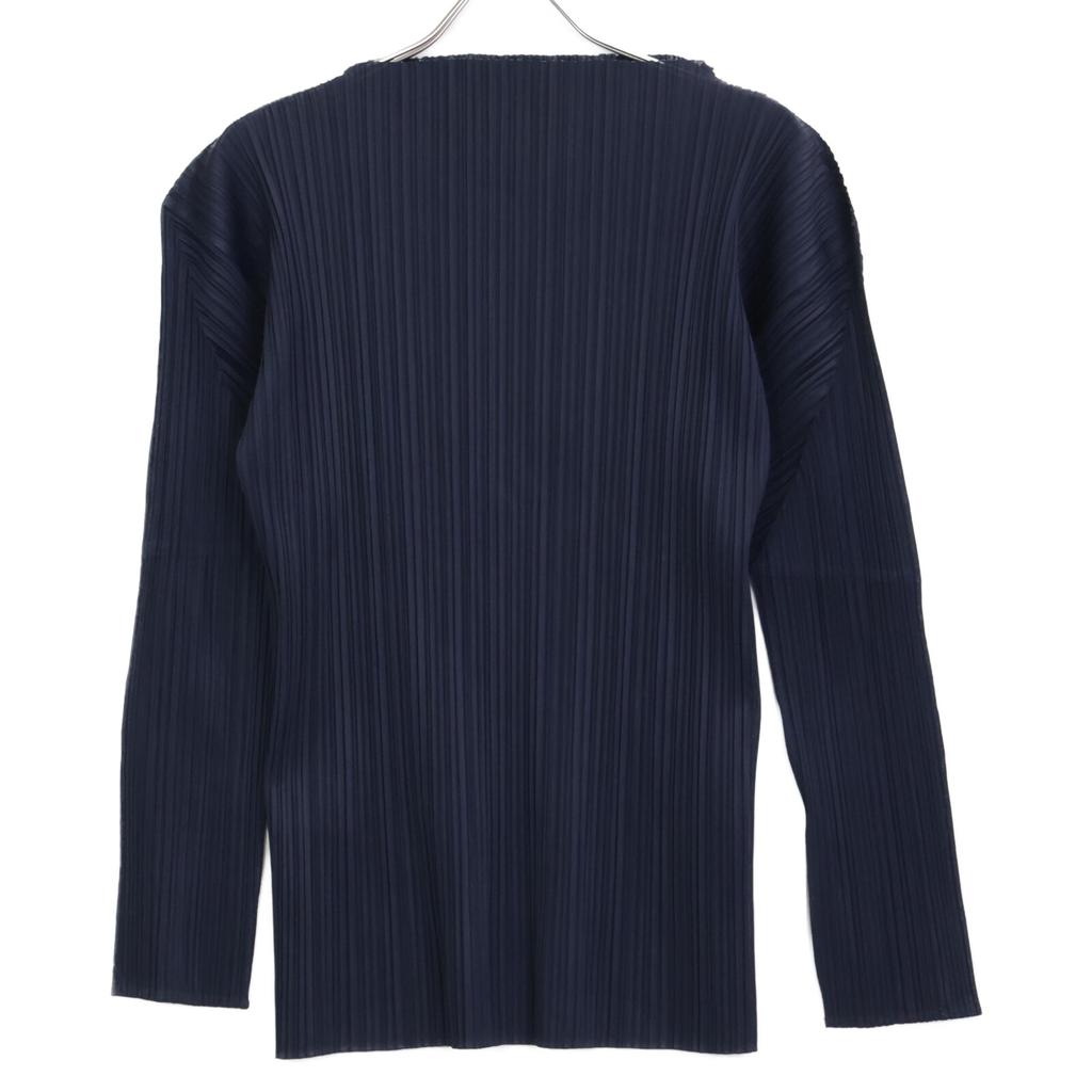 PLEATS PLEASE Navy PP04-JK604 Pleated High Neck Cut and Sew Polyester tops 4 NavyUsed