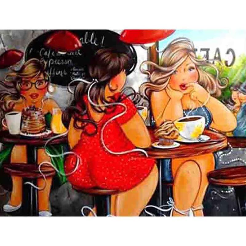 Полный круглый бриллиант 5D DIY сексуальная женская алмазная живопись мультфильм толстая леди Алмазная вышивка крестиком мозаика домашний декор