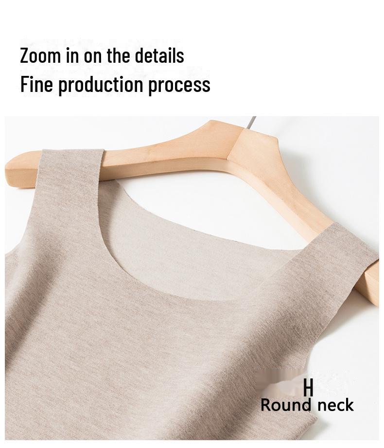 Women's Wool Silk Warm Vest with German Velvet, Thick Seamless Heating Undershirt.