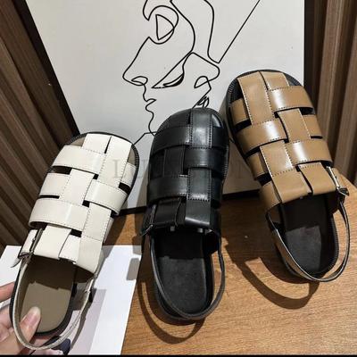 Женские плетеные сандалии для улицы, летние повседневные тапочки в стиле ретро, минималистская модная пляжная обувь, дизайнерские сандалии, Sandalias De Mujer