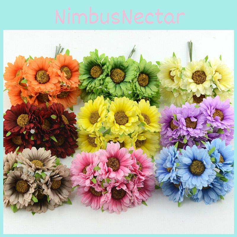 Пышные 6 шт. Искусственная гербера, поддельный шелковый цветок для красивых свадебных букетов своими руками