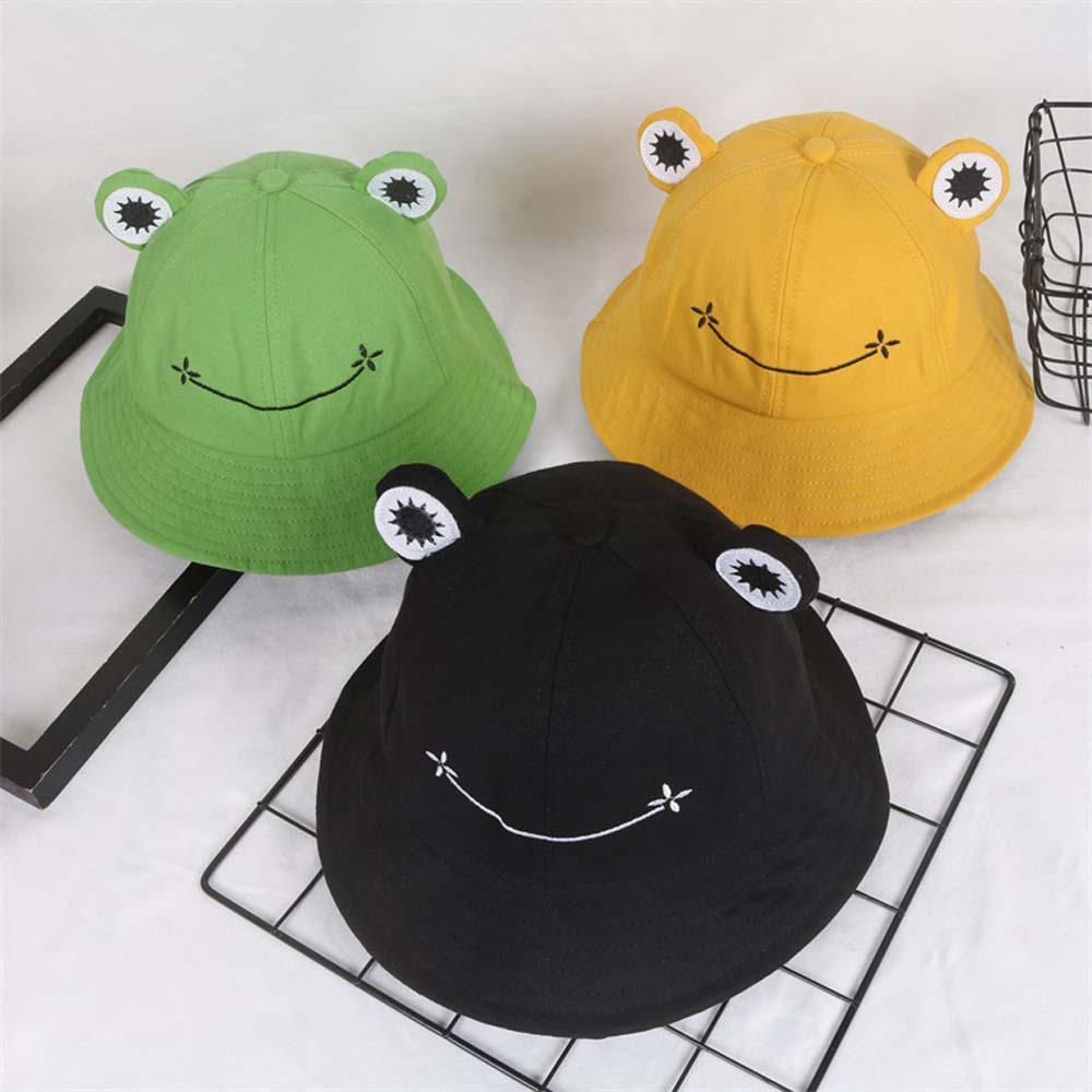 Cute Adjustable Cotton Embroidery Frog Women Fisherman's hat Visors Hat Bucket cap Sun Hat