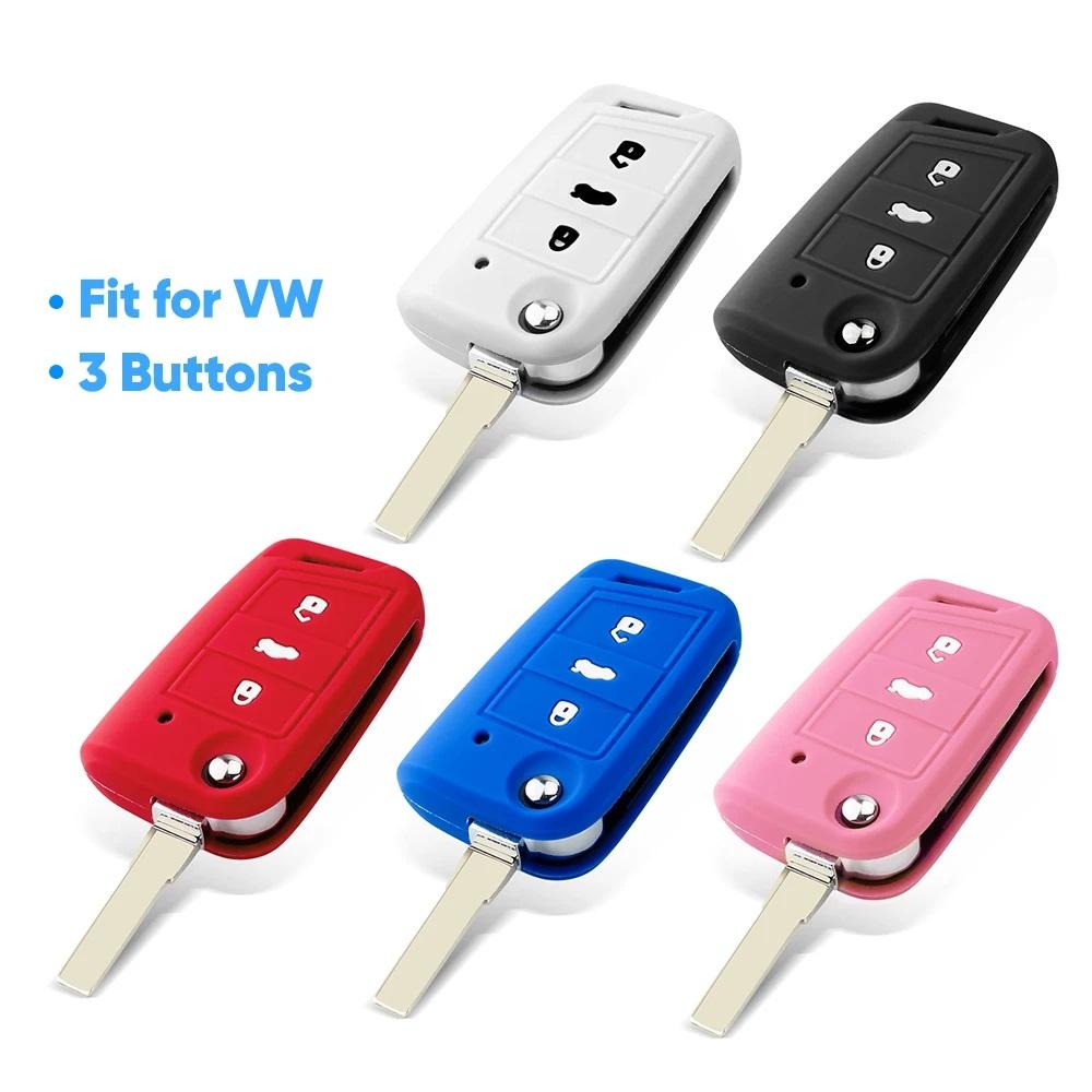 Силиконовый чехол для автомобильного ключа для VW Golf MK7 Tiguan для Skoda Octavia для Seat Leon Ibiza Octavia A7