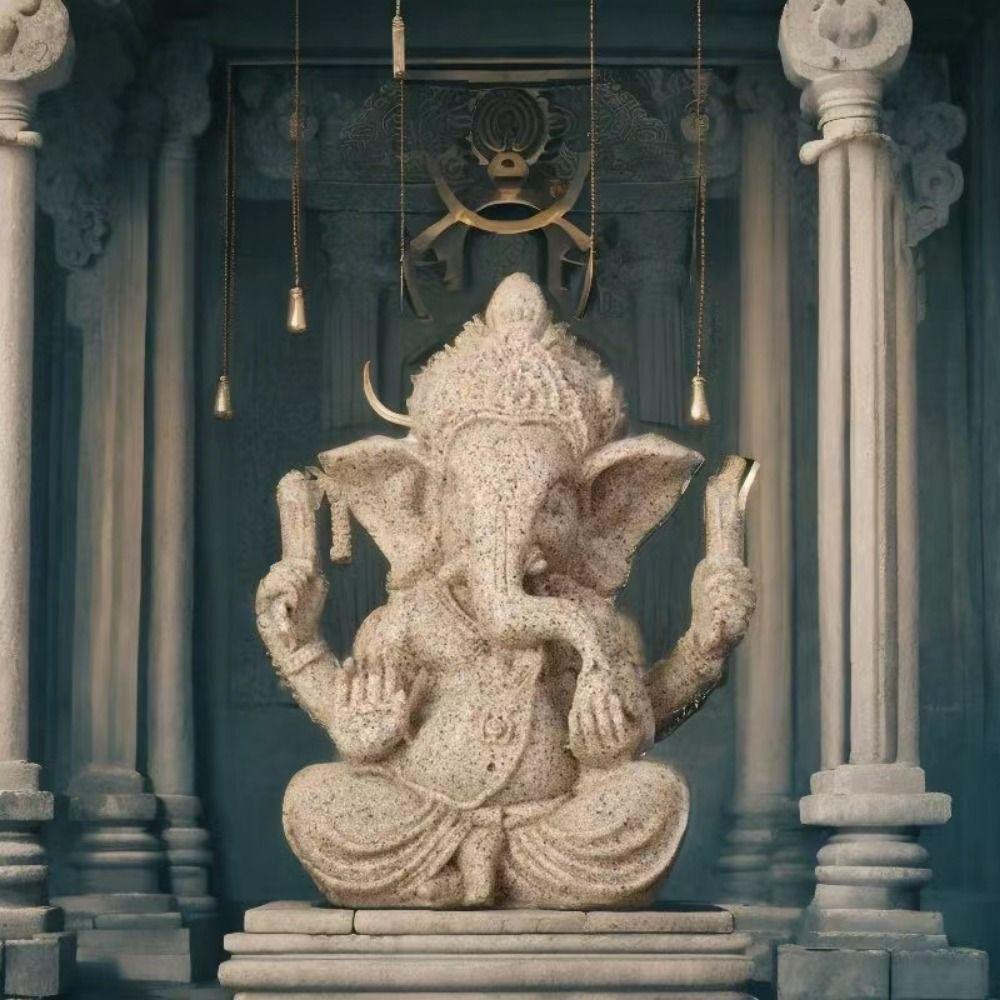 Sitting Meditation Buddhist Figurine Ornament India Buddha Elephant Statue Outdoor Garden