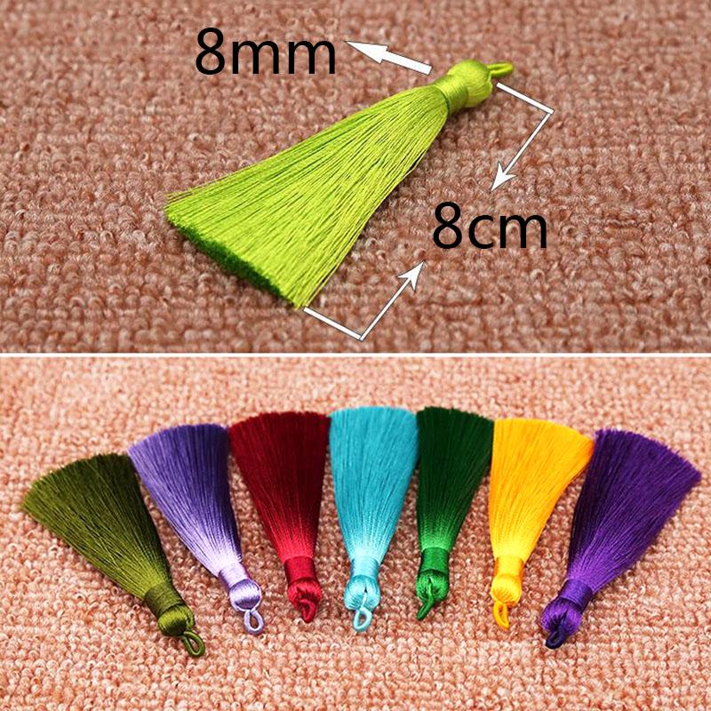 Длинная шелковая кисточка 8 см, 1 шт./1 пара, высокое качество, богемный стиль, 25 цветов для серег, поделки, закладки, ювелирные аксессуары ручной работы, материал