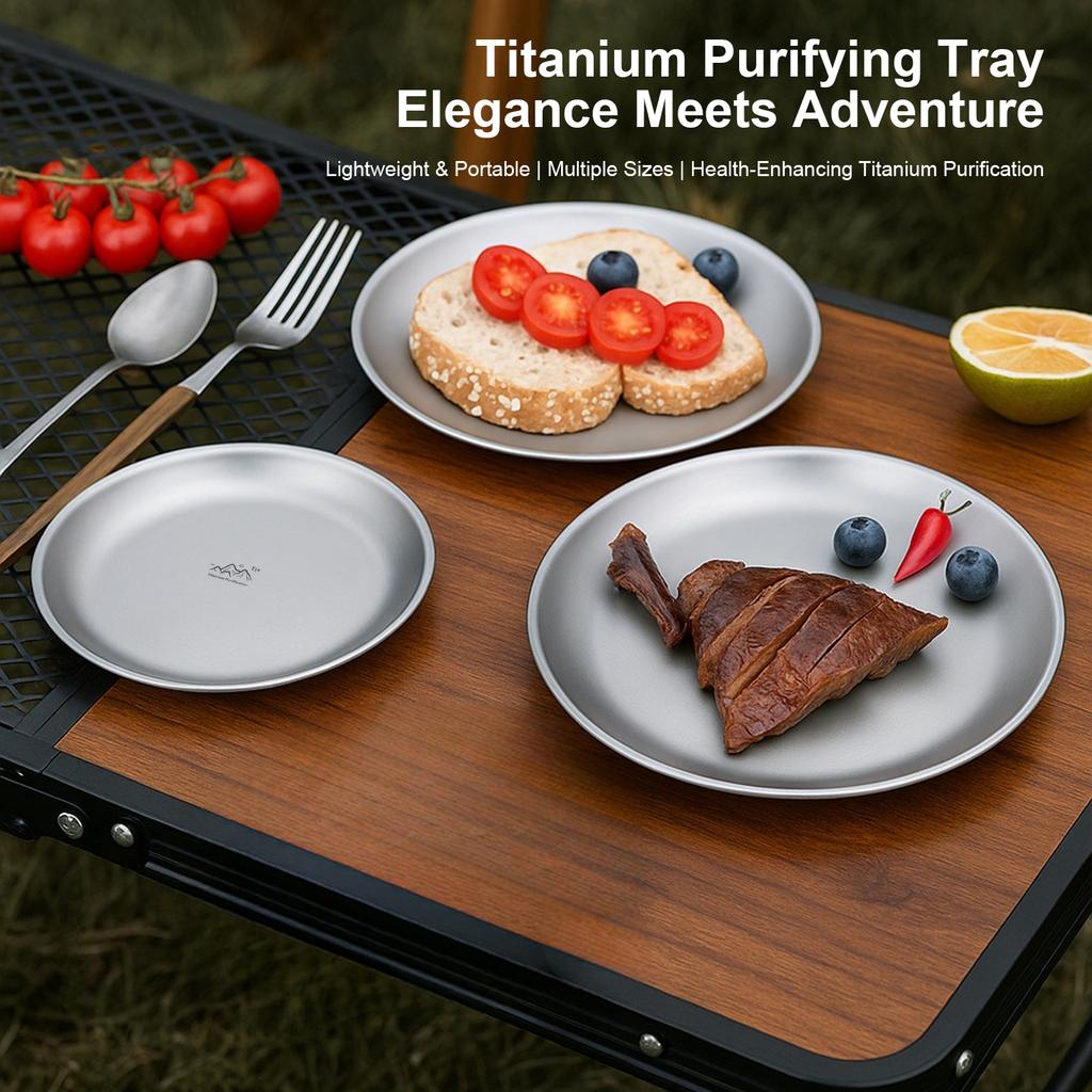 Titanium Purification Plate Portable Travel Tableware Rust Proof Backcountry Dinnerware Stackable Camping Tray Camping Supplies
