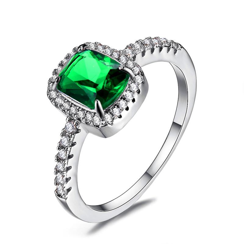 Роскошное женское кольцо с большим кристаллом CZ Stone Ring Цвет Белый Синий Фиолетовый Зеленый Обручальные кольца для женщин