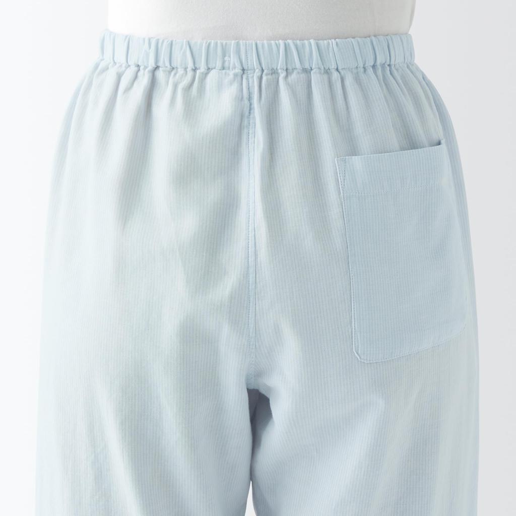 MUJI Тонкая марлевая пижама с коротким рукавом без боковых швов FD1JHA4S Светло-голубая полоска S Женская Женская Женская