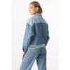 Women's Color Block Oversize Jean Jacket Blue