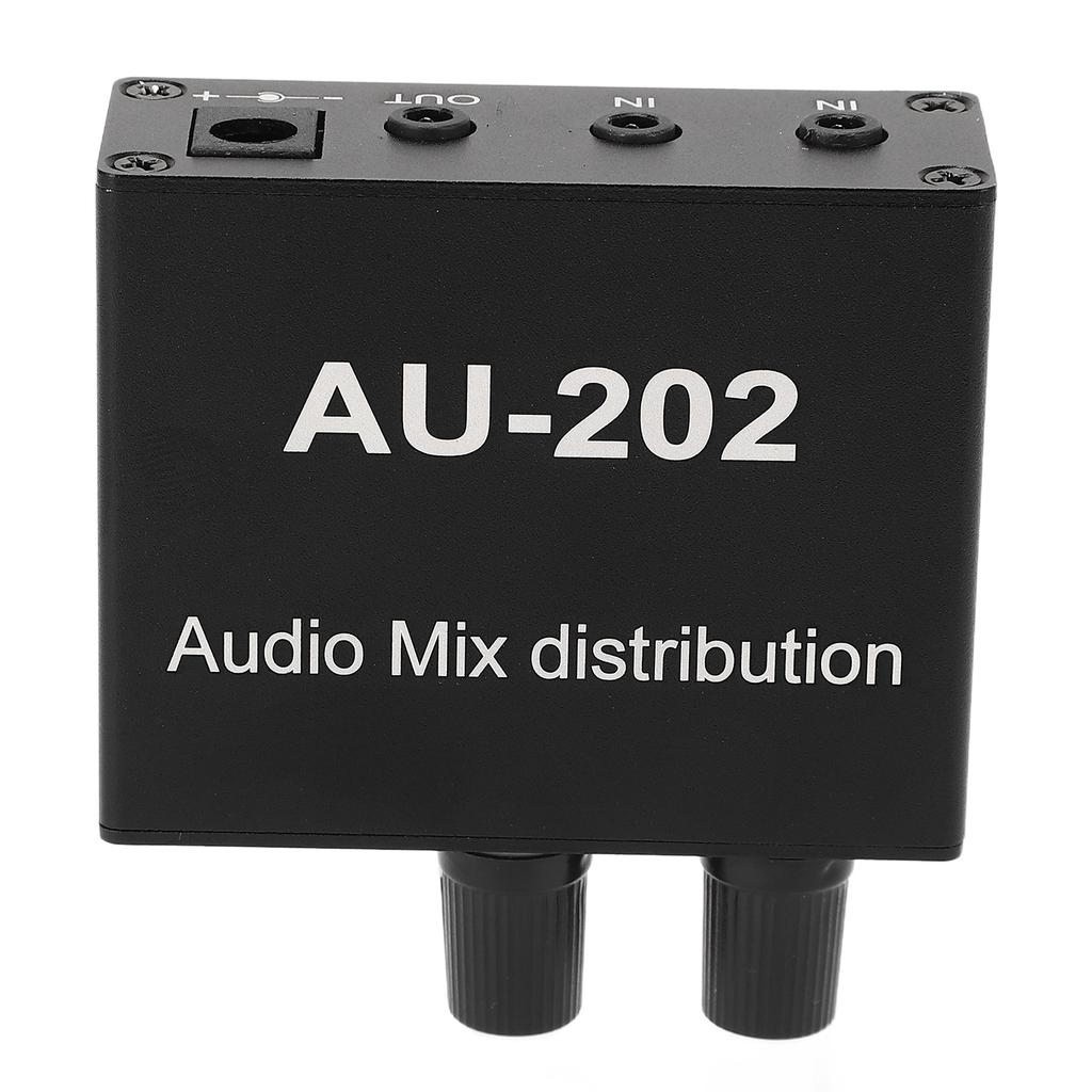 Stereo Mixer Audio Distributor 2 Input 2 Output 3.5mm Jack Plug and Play Aluminum Alloy Audio Mix Amplifier