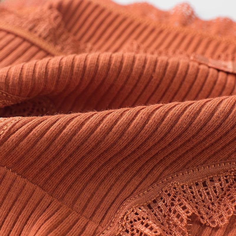 Women's Mid-Waist Lace Trim Breathable Cotton Briefs