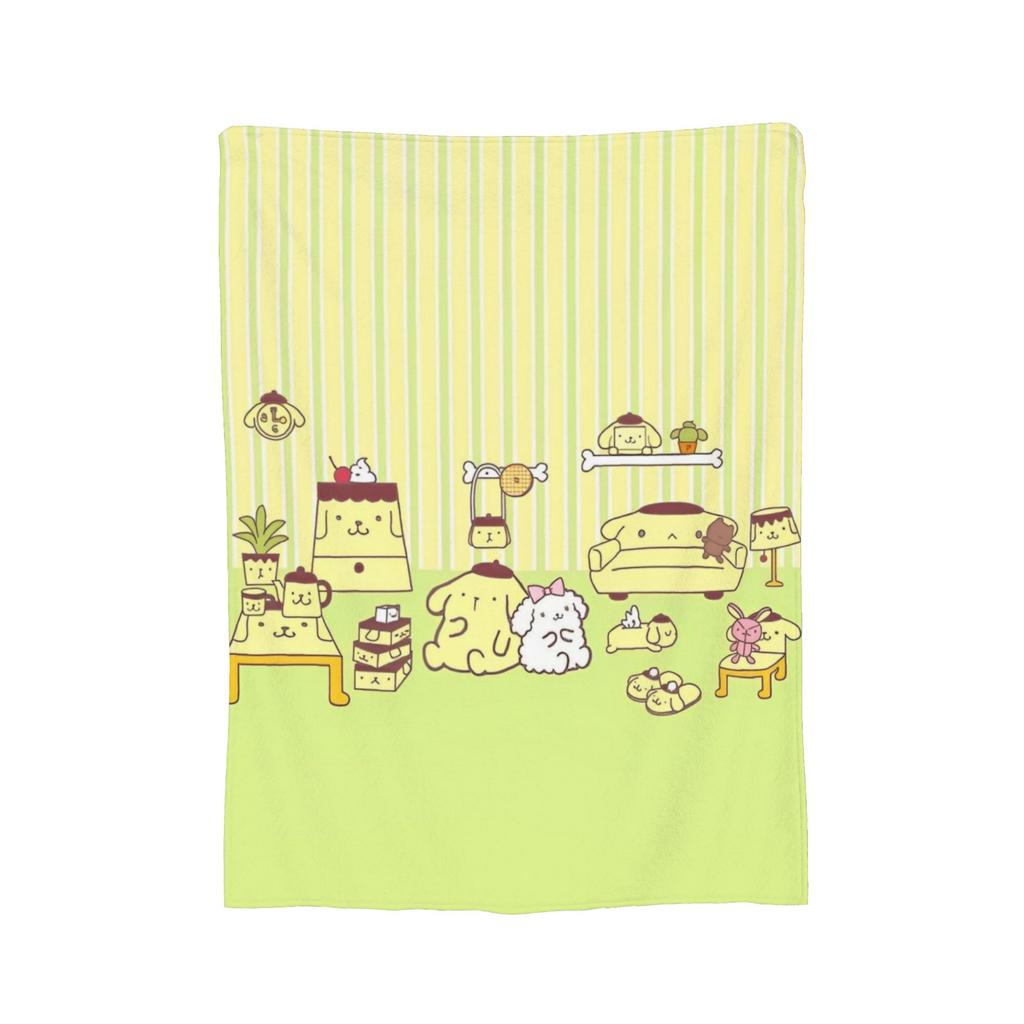 Плюшевое одеяло с помпонами Pom Pom Purin, забавное плед для дома, отеля, дивана, 150*125 см, одеяло