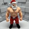 Modern Festive Room Accents 3D Printed Fitness Santa Claus Figurine, Muscular Statue, Cool Gym Theme Christmas Gifts Creative Sports Figure