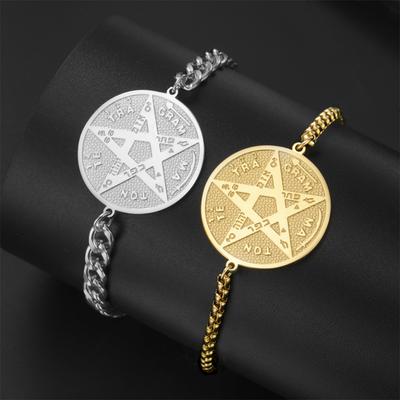 Браслет с пентаграммой Тетраграмматон из нержавеющей стали, магический пентакль для колдовства, амулет Соломона, украшение