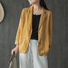 Flax Small Suit Korean Version of Summer 3/4 Sleeve Button Cotton Linen Suit Thin Cardigan Jacket Women Outwear