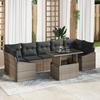 VidaXL 8-piece Garden Sofa Set with Grey Cushions In Poly Rattan 3348955